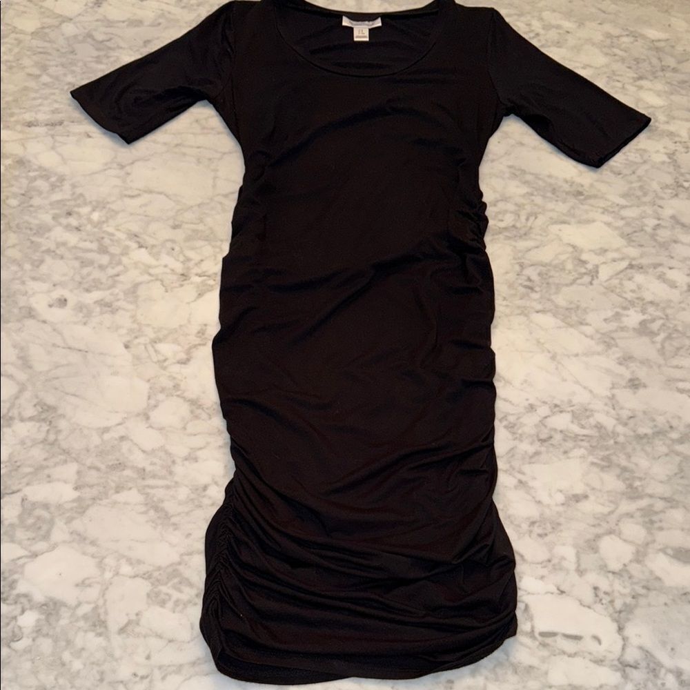 Motherhood Maternity Midi Sleeve Black Dress S